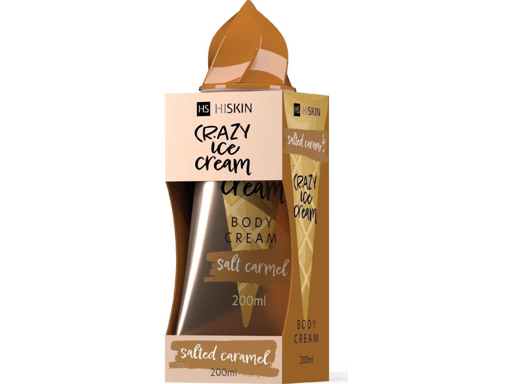 Hiskin Crazy Ice Cream Kropcreme – Salted Caramel 200 ml