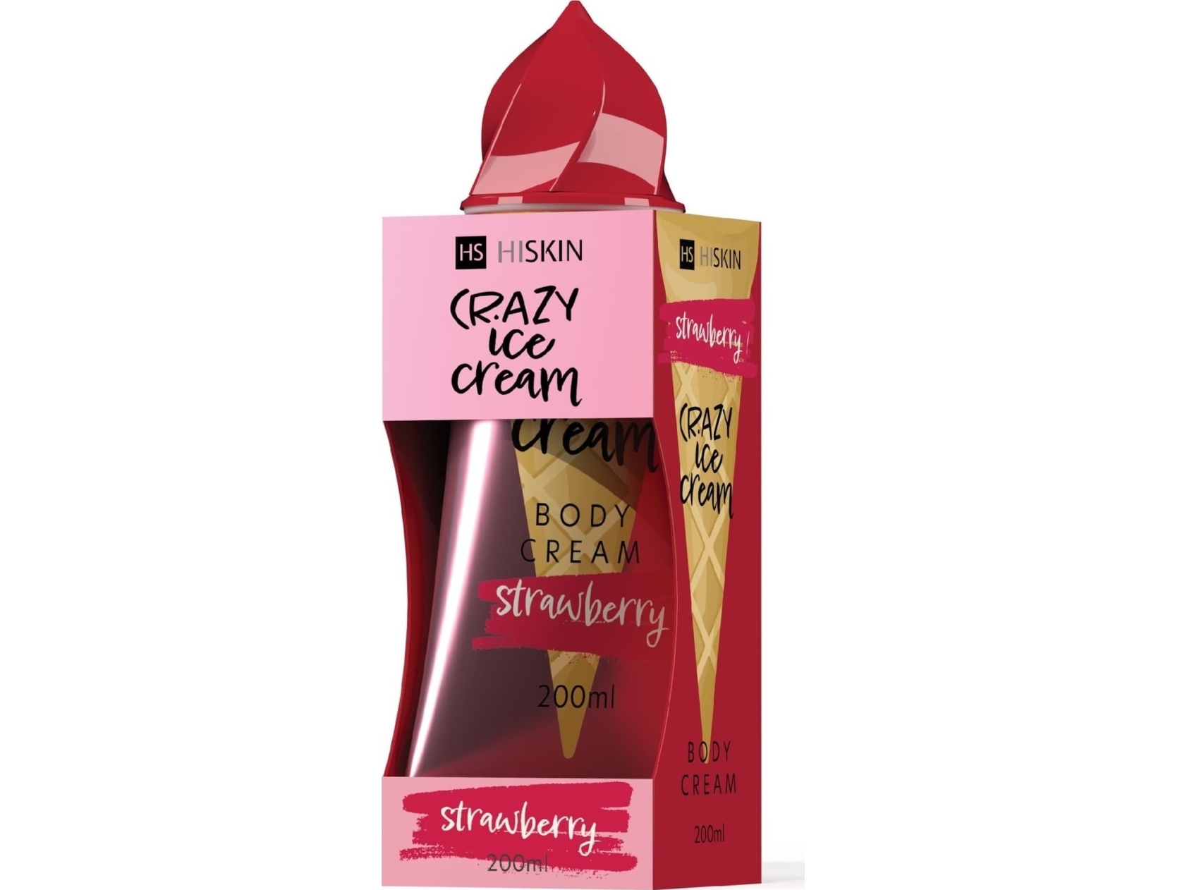 Hiskin Crazy Ice Cream Kropscreme - Jordbær 200 ml